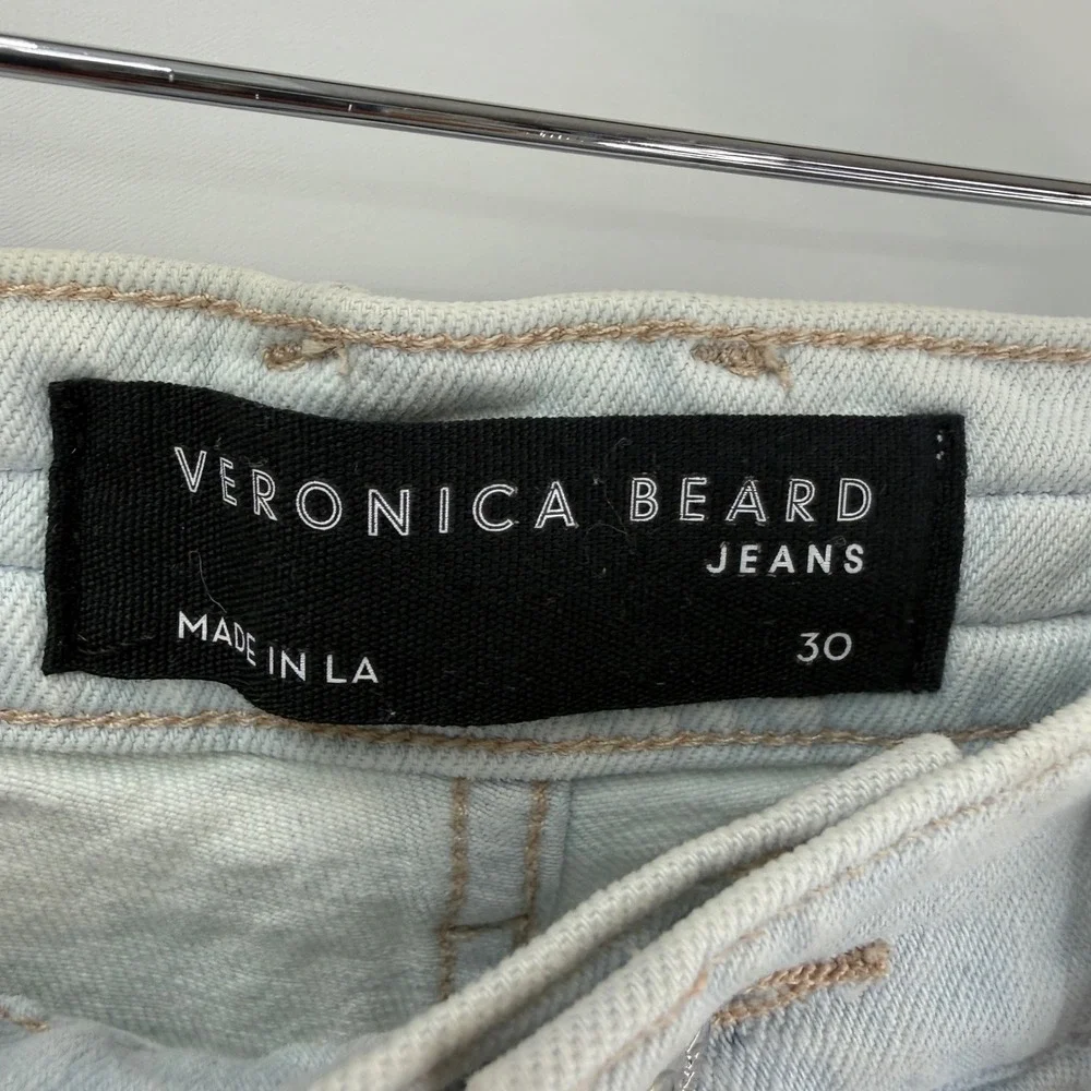 Veronica Beard Grant Wide Leg Jeans Women 30 Aspen Light Wash Braided High Rise